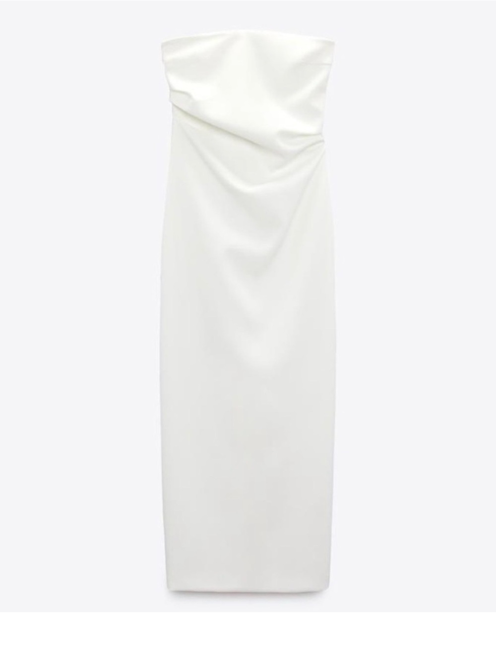 Zara crepe oyster white Strapless  Midi Dress